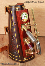 Leather steampunk full bracer. Science or weapon class wearable art.